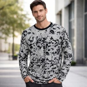 Robert Graham Black and Gray Long Sleeve Tee